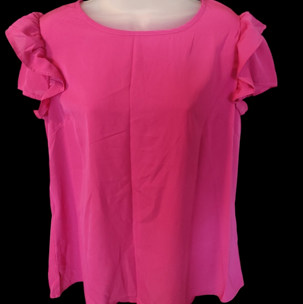 Pink Ruffle Sleeve Women's Top SHEIN CURVE 0XL (12)